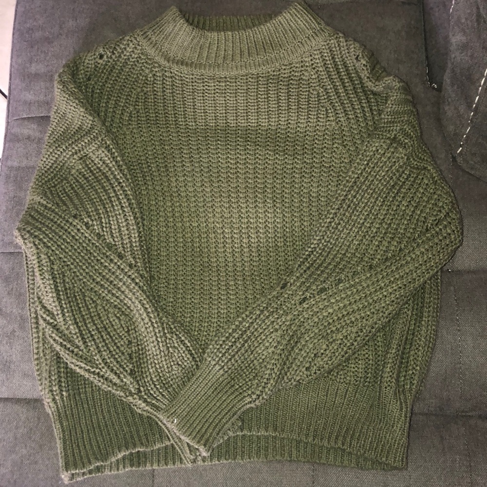 Olive green knit top
